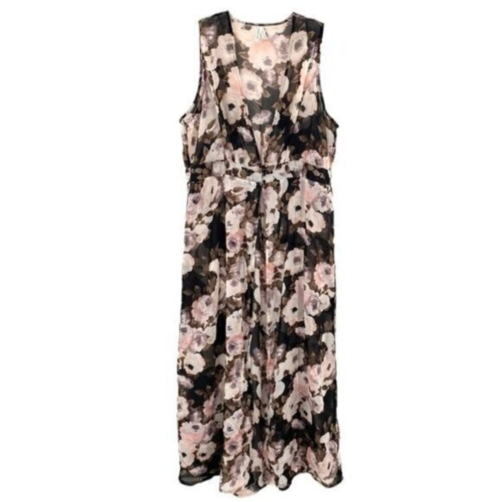 Floral Sheer Maxi Kimono Dress Coverup